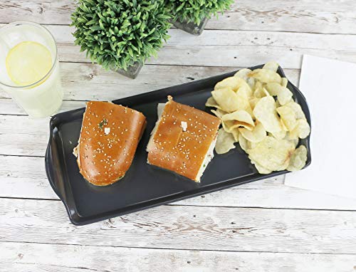 Reston Lloyd Melamine Plastic Tidbit Tray, BPA-Free, Food Safe, Multipurpose Platter Serving Tray, Bathroom/Table Organizer, Charcoal (Pack of 6) - color: Charcoal, size: 14.7" x 6.5" x 0.8" (Pack of 6)