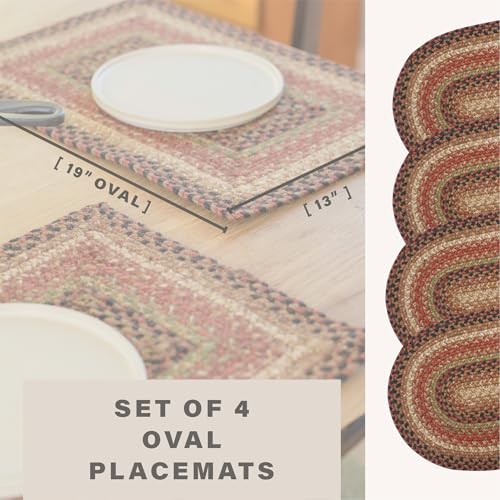 Homespice Gingerbread Jute Braided Placemats, Oval 13x19 Set of 4 - color: Gingerbread
