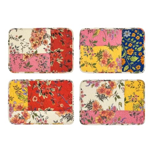 4-Piece Floral Patchwork Quilted Placemats, Original - color: Patchwork Floral Original