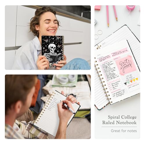 Lined Spiral Journal Notebook for Work A5, 160 Pages, Skull Head - color: Skull Head
