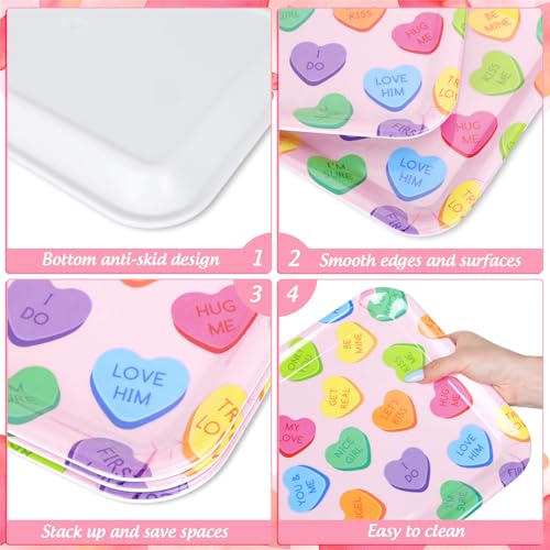 JarThenaAMCS 3Pcs 13 x 10 Inch Valentine's Day Serving Trays Candy Conversation Heart Platter Sweet Love Serving Dishes for Party Sharing Snacks Fruit Dessert Candy - style: Valentine's Day Conversation Heart