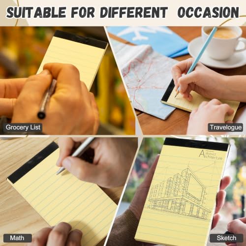 Tenceur 16 Pcs Small Notepads 3'' x 5'' Lined Writing Note Pad, Black Top - color: Yellow (Black Top), style: Line