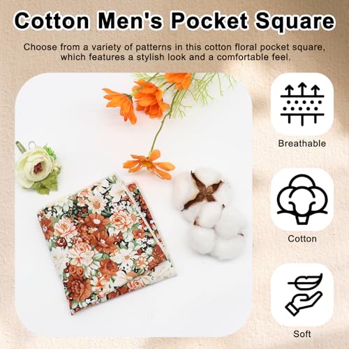 Cotton Floral Handkerchiefs for Men Wedding Evening Daily Work Prom - color: Brown,white,green,black