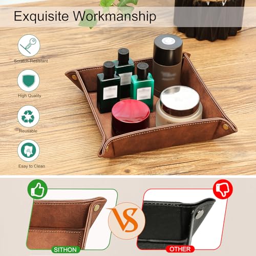 SITHON Valet Tray Desktop Storage Organizer Nightstand Caddy Holder - color: Brown