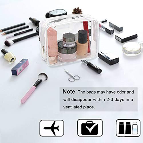 APREUTY 6 Packs Clear Makeup Bags, TSA Approved Toiletry Bags Set, White - color: White-6PCS (Large+Medium+Small)