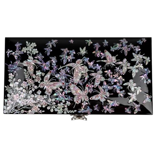 February Mountain Exquisite Mother of Pearl Jewelry Box: Korean Handcrafted Elegance for Special Occasions - style: Pink Butterfly