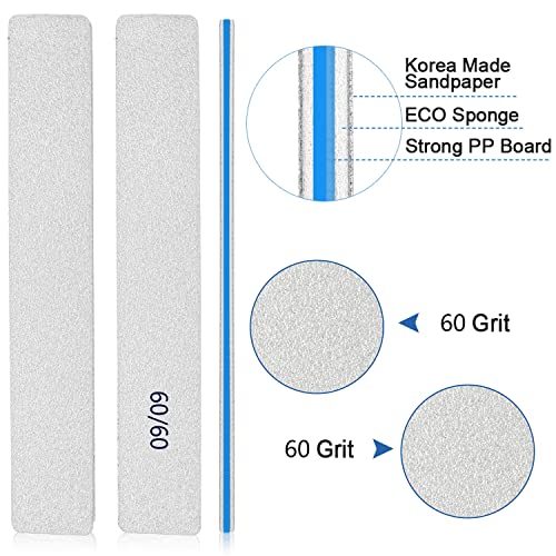 Nail Files-Nail File for Acrylic Nails 12pcs, 60/60 Grit Nail Files Emery Boards for Acrylic Nails, Jumbo File Washable Thick Professional Square Nail File Manicure Tools for Nail Tech - size: 60/60 grit
