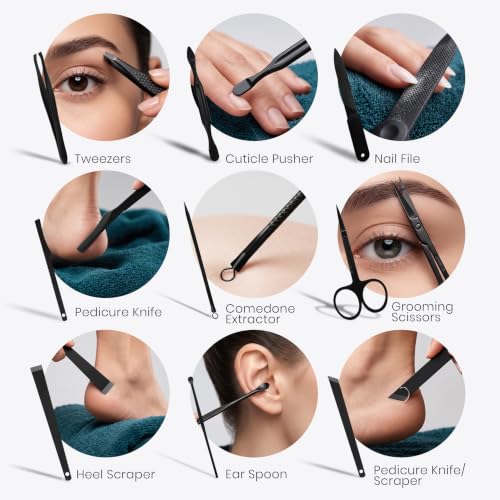 Utopia Care Manicure Set Professional Nail Clippers Kit - color: Black, size: Pack of 16
