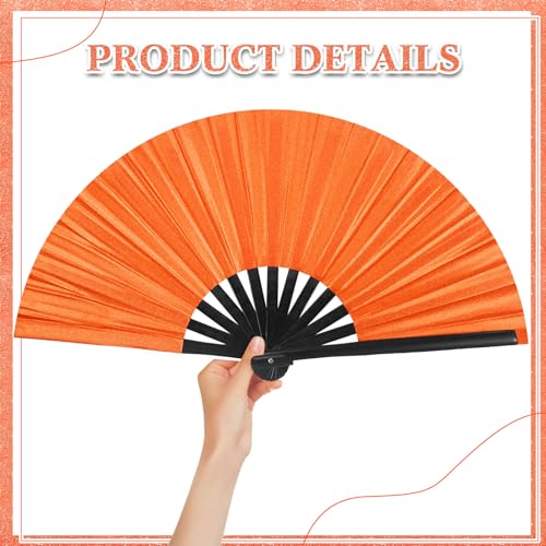 Maitys 2 Packs Large Folding Hand Fans, 13'', Glitter Orange - color: Glitter Orange