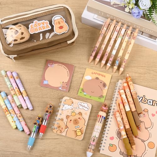 Ulema 80pcs Cute Capybara Stationery Set Birthday Capybara Gifts for Boys Girls Back to School and Classroom Rewards Kawaii School Supplies with Capibara Stuff. - style: Capybara
