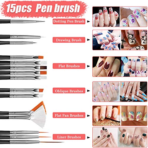 38pcs Nail Art Kit, Nail Design Tools Nail Art Brushes Set for DIY