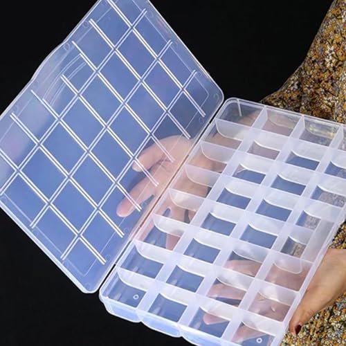1pcs Adjustable 1-24 Grids Compartment Jewelry Box Transparent Plastic Storage Boxes Container Earring Organizer Case (Style3) - color: Style3