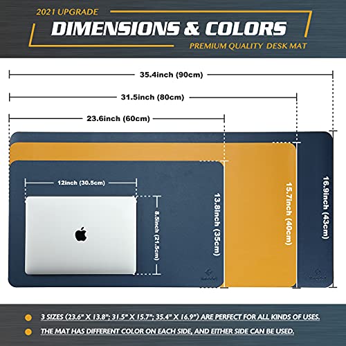 K KNODEL Large Office Desk Mat, Leather Mouse Pad (31.5"x15.7", Dark Blue) - color: Dark Blue, size: 31.5" x 15.7"
