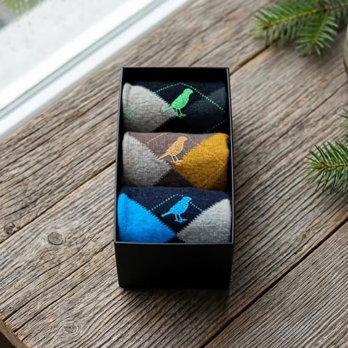 Men’s Cotton Crew Dress Socks – Ultra-Soft, Breathable, Everyday Comfort – Argyle Collection - color: Argyle Meld