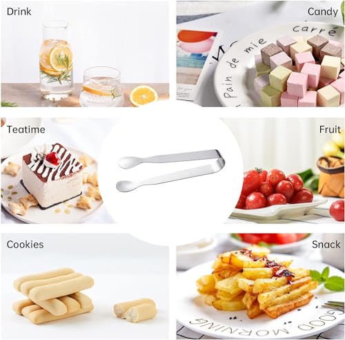 6PCS Ice Tongs Mini Sugar Tongs, Stainless Steel Tiny Kitchen Tongs - size: 6 pieces, Silver