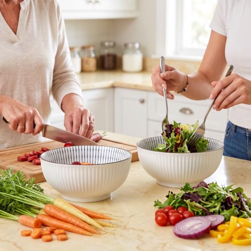 60 oz Large Soup Bowls Set of 3, Pho Bowls, Ramen Bowl - Striped - size: Striped Pattern (8 Inch, 60 oz)