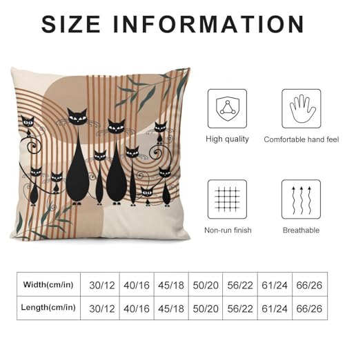 Vintage Black Cat Pillow Covers Mid Century Abstract Geometry Retro Rainbow Leaves Pattern Home Decor Sofa Bedroom Cushion Outdoor Indoor Decorations 16 "x16 - color: Butterfly-9, size: 16" x 16" (Pack of 2)