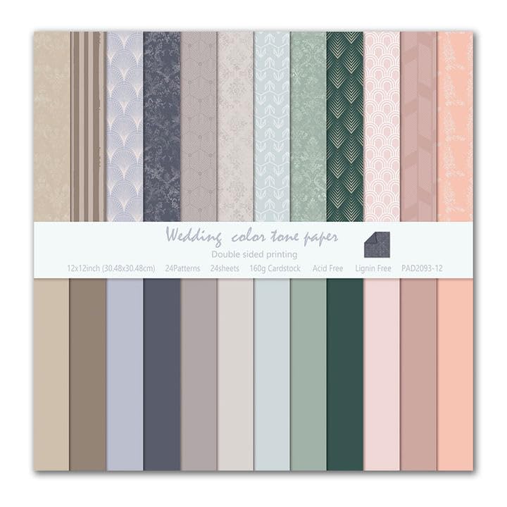 12"X12" Scrapbook Paper, 24 Sheets Double-Sided Dusty Boho Patterned Paper - color: Boho2