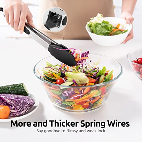 U-Taste Kitchen Tong for Cooking, 600ºF Heat-Resistant Silicone, 12in/Black - color: Black, size: 12 inch