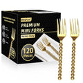 Premium Gold Mini Dessert Forks - 120-Piece with Beaded Handle, 4.4 Inch - color: 120pcs Gold Forks