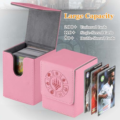 Arkeiliy MTG Deck Box 110+ Storage Sleeved Cards for Magic Commander - color: Pink