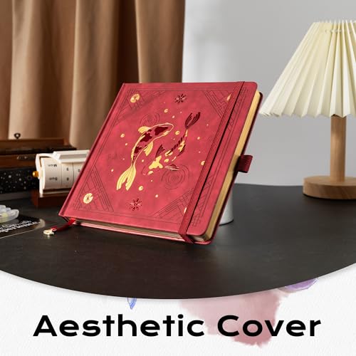 TIEFOSSI Dotted Square Journal Notebook 160 Pages for Women & Men(8 x 8) - color: Red, size: Square-Dotted