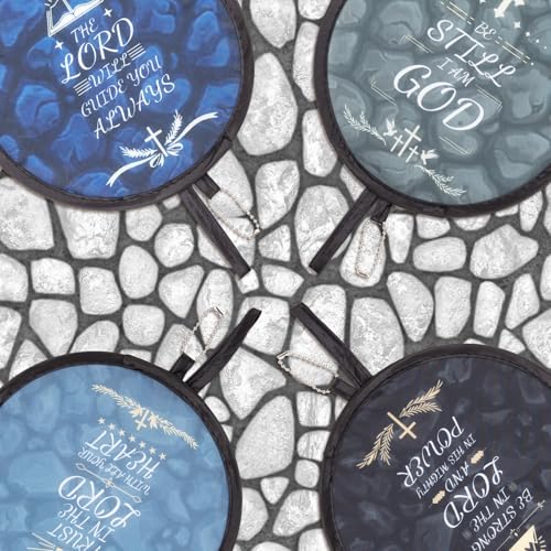 12Pcs Christian Round Foldable Hand Fan Japanese Foldable Fan Style Handheld Foldables Compact Cooling Fans,Round Folding Fan for Outdoor Games,Xmas Decoration,Festival,Party Favors,Travel,Events - color: Christian