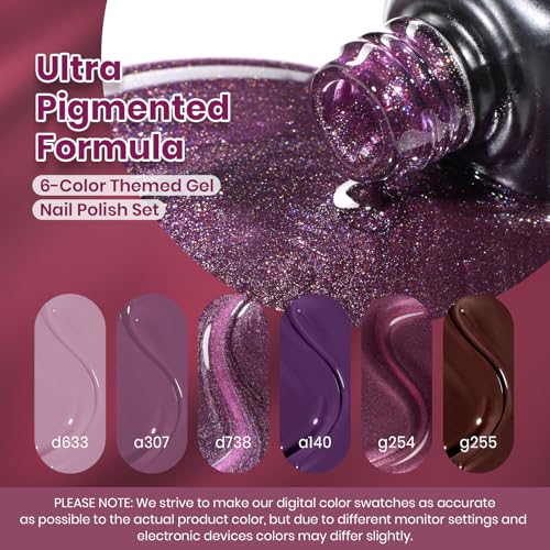 Beetles Purple Gel Nail Polish Set, 6 Colors Muse of Midnight Gel - color: A-Mixed Finishes | Muse Of Midnight