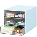 Desk Organizer with 5 Drawers, Rectangular Office Stationery Supplies Desktop Drawers, Plastic Makeup Storage, Suitable for Office, School, Home (Blue & 5 Drawers) - color: Blue & 5 Drawers