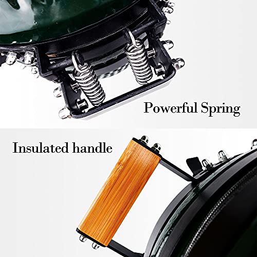 London Sunshine 15" Ceramic Kamado Charcoal BBQ Grill and Smoker, Green - color: Green