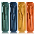 Zoyiancy 4 Sets Large Utensils Set with Case, Reusable Travel Cutlery Set - color: Large, 4 Colors
