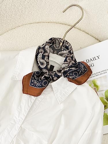 100% Mulberry Silk Scarf - 21" Square Lightweight Neckerchief, Gift Packed - color: Brown