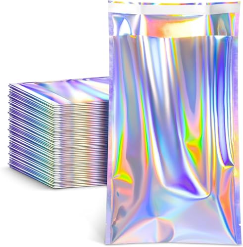 FUNFERY 8.6x12.6in Holographic Mylar Poly Mailers Self Sealing Adhesive Bag - color: Holographic Self Adhesive-50P, size: 8.6x12.6 inch