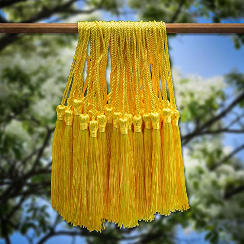 VAPKER 100 Pieces Light Yellow Color 13cm/5-Inch Silky Handmade Soft Tassels Floss Bookmark Tassels with 2-Inch Cord Loop for Jewelry Making, DIY Projects, Bookmarks - color: Z5:light Yellow