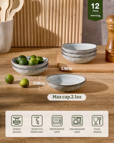 famiware Ceramic Soy Sauce Dish, 2.1oz Dipping Bowl Set of 12, Gray - color: Gray, size: 12pcs