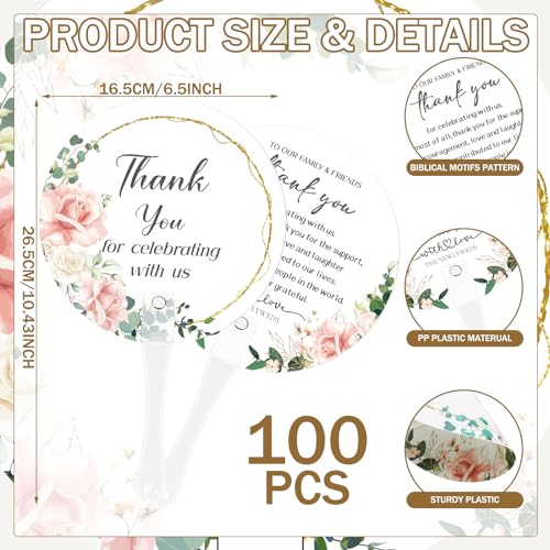 CroBlissful 100 Pcs Wedding Hand Fans for Guests Bulk, Handheld, Leaf - style: Flower