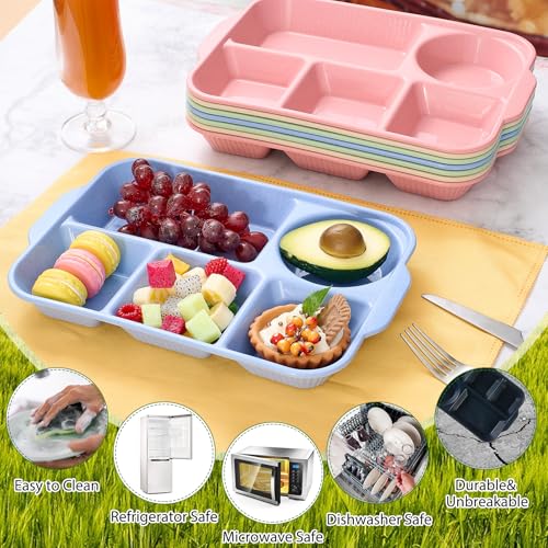 Pinkunn 8 Pcs 13'' Divided Plates for Adults Wheat Straw, Stylish - color: Stylish