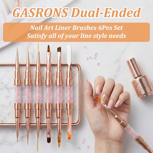 Dual-Ended Nail Art Liner Brushes(6PCS) - 5/7/10/15/19mm Precision Tips for Gel Polish Acrylic Painting, DIY Manicure and Cuticle Polish Mistake Correction - color: White-6Pcs