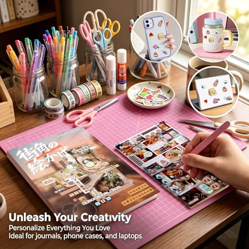 Tmtains 1000+Pcs Japanese Sticker Book for Scrapbook 30 Sheets Heisei Retro Style Korean Stickers for Journaling Aesthetic Japanese Sticker Book for Adults DIY Crafts Junk Journal (Street Corner Art) - color: Orange