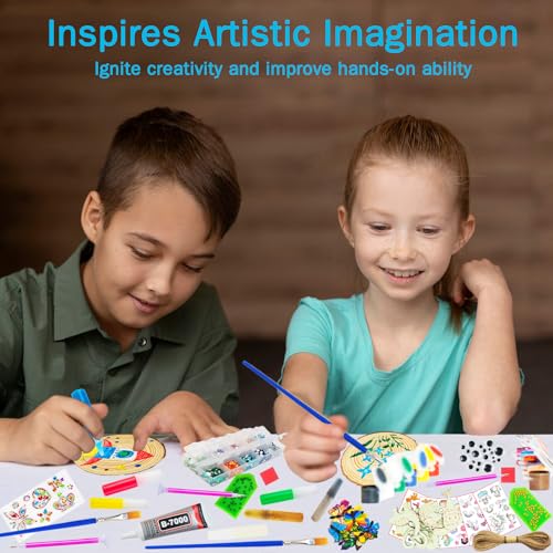 KIRKOTOY Wooden Painting Crafts Kit for Kids with Glow in The Dark