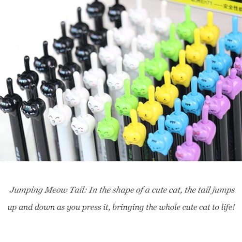 22pcs/set Creative Animal Cat Shaped Retractable Gel Pen Set, 0.5mm Black Quick Drying Filling Pen Refills Signature Pen, Suitable for Office Writing (2 Random Pens+20Refills)