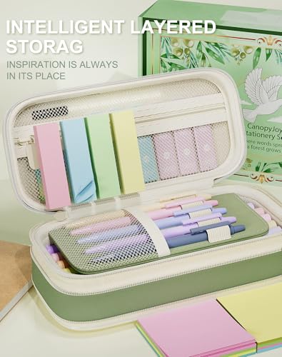Bible Study Supplies Journaling Kit with Case Highlighters Pens Tabs Pencil - color: White Green