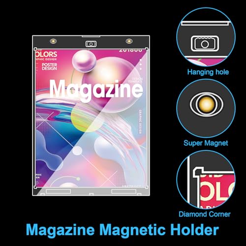 2-Pack Magazine Book Magnetic Holder, One Touch Magazine Protector