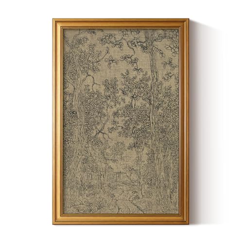 HUARCEY Gold Framed Canvas Wall Art, Antique Landscape Sketch, 16x24 Inch - color: Landscape Sketch, size: 24"L x 16"W