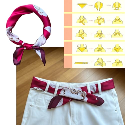 Silk Like Square Scarf for Women Men 27.5" - color: Red