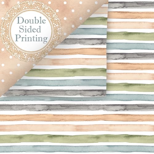 24 Sheets Earth Tone Scrapbook Paper, Double-Sided Neutral Color Strips Patterns Decorative Craft Paper Folded Flat for DIY Background Card Art Craft Making Scrapbook Photo Album Decor, 12'' x 12''
