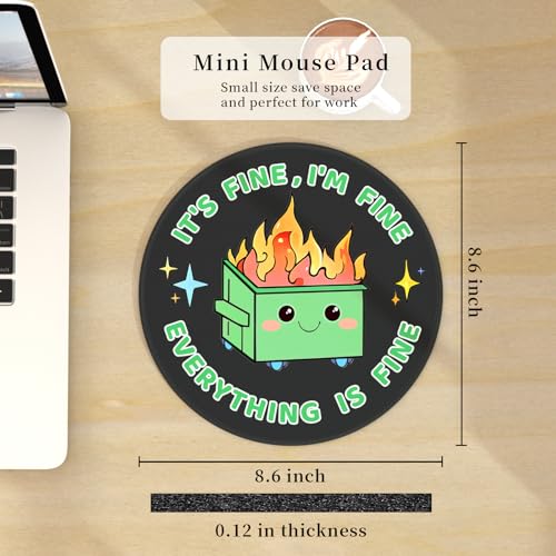 Hancynir 2Pcs Funny Mouse Pad, Dumpster on Fire Round Mousepad for Desk - color: 00-2 Dumpsters Blue & Green