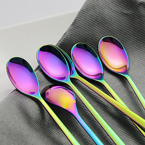 AOOSY 9-In Long Handle Spoon, Rainbow Ice Tea Spoon, Set of 6 - color: C Long Rainbow Spoon
