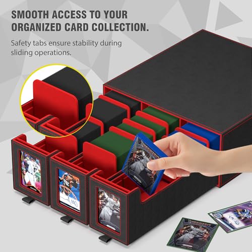 3-Drawer Trading Card Storage Box Holds 2500+ Cards(Red) - color: Red