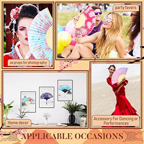 Roowest 48 Pcs Folding Hand Fans Foldable Chinese Japanese Fans for Women